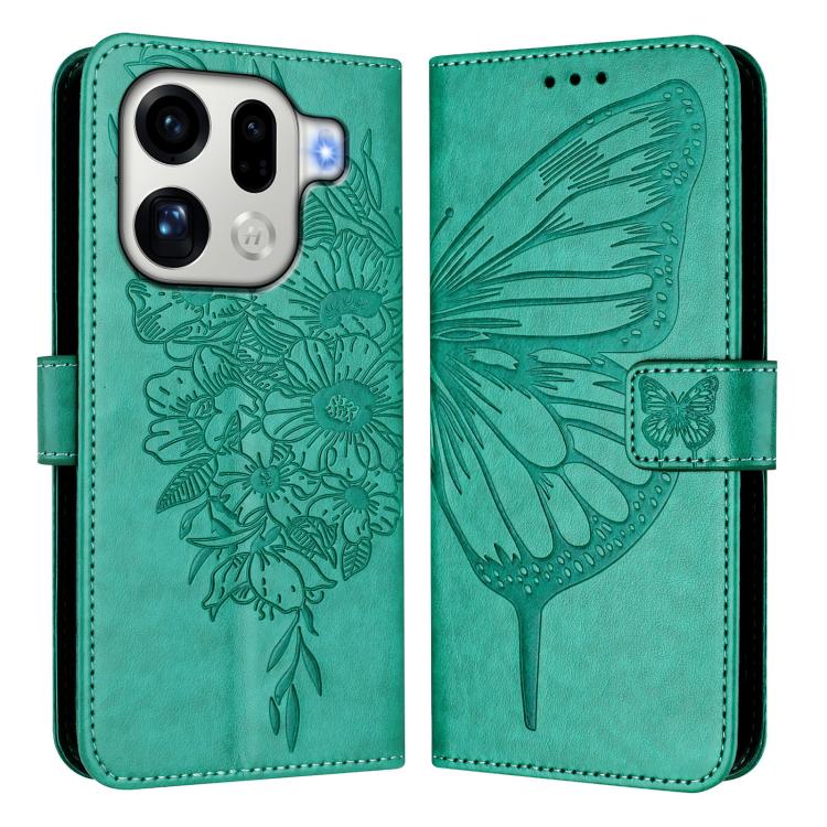 For OPPO Find X9 Pro Embossed Butterfly Leather Phone Case