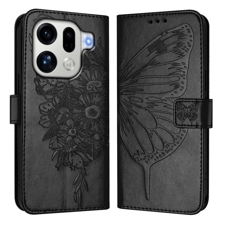 For OPPO Find X9 Pro Embossed Butterfly Leather Phone Case