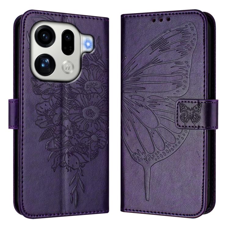For OPPO Find X9 Pro Embossed Butterfly Leather Phone Case