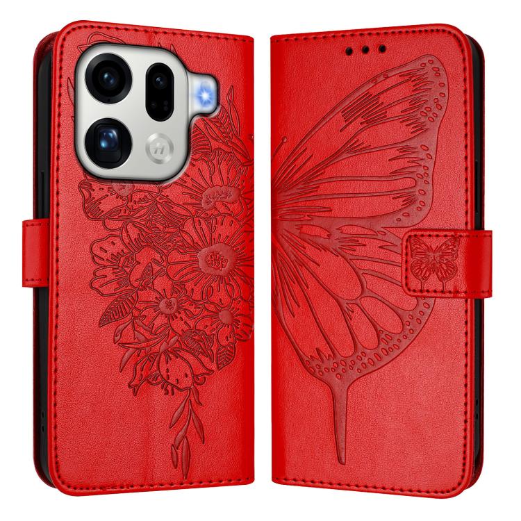 For OPPO Find X9 Pro Embossed Butterfly Leather Phone Case