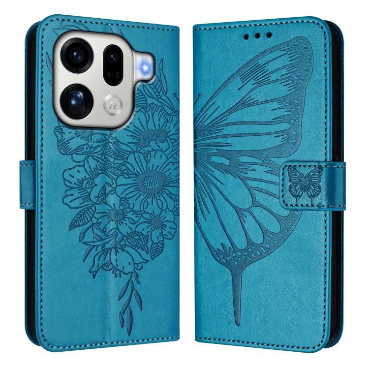 For OPPO Find X9 Pro Embossed Butterfly Leather Phone Case