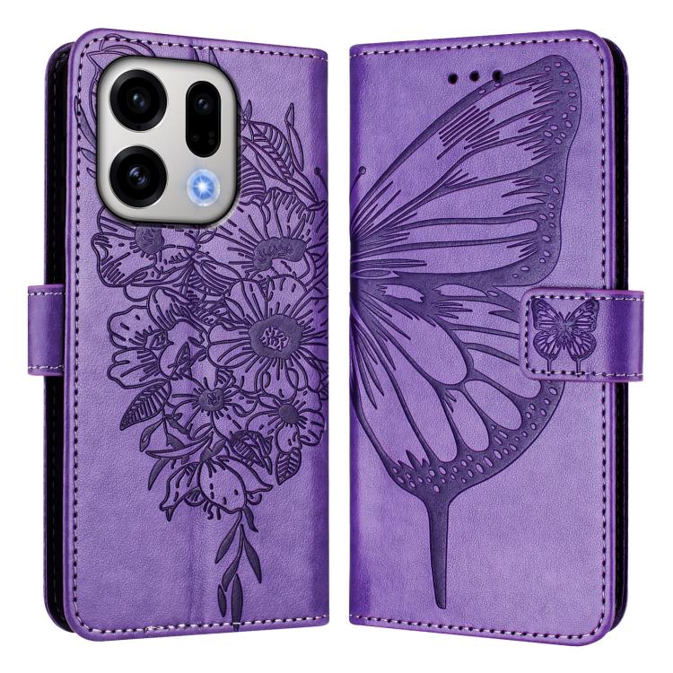 For OPPO Find X9 Embossed Butterfly Leather Phone Case