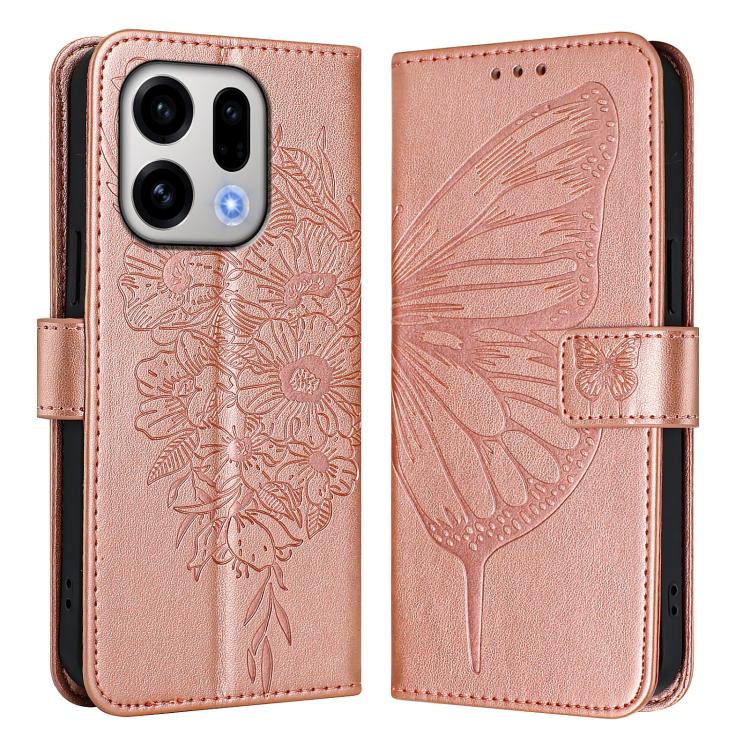 For OPPO Find X9 Embossed Butterfly Leather Phone Case
