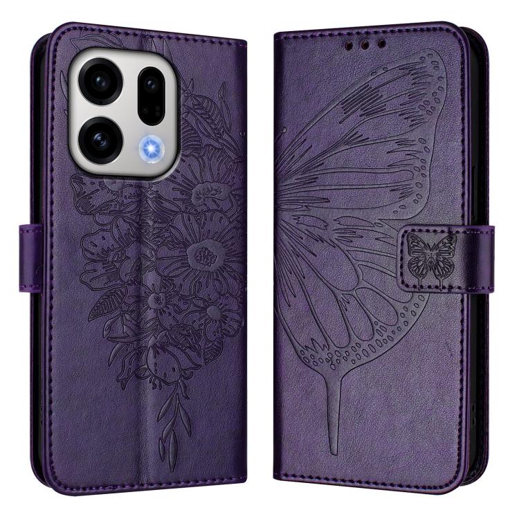 For OPPO Find X9 Embossed Butterfly Leather Phone Case