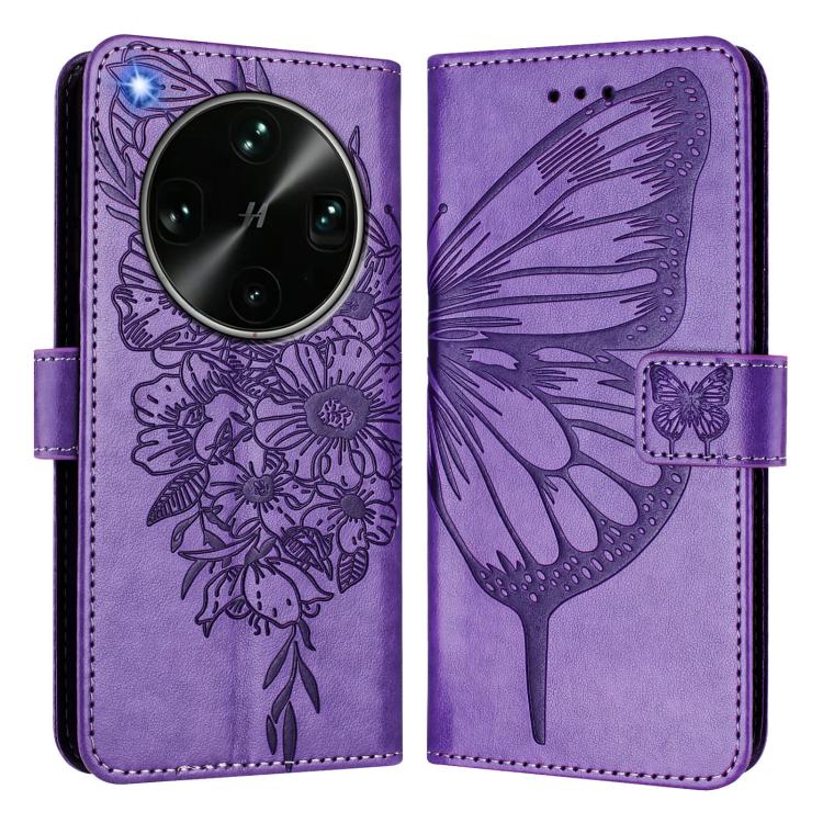 For OPPO Find X9 Ultra Embossed Butterfly Leather Phone Case