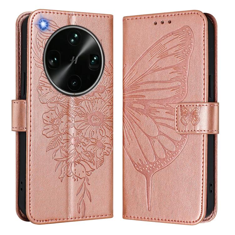 For OPPO Find X9 Ultra Embossed Butterfly Leather Phone Case