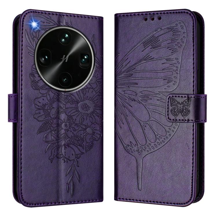 For OPPO Find X9 Ultra Embossed Butterfly Leather Phone Case