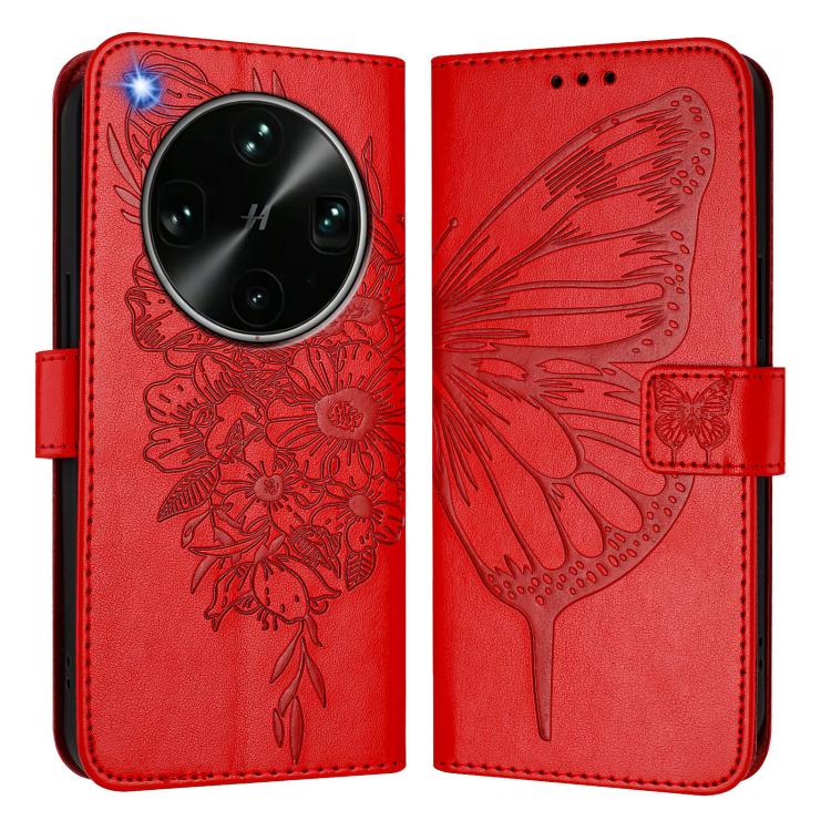 For OPPO Find X9 Ultra Embossed Butterfly Leather Phone Case