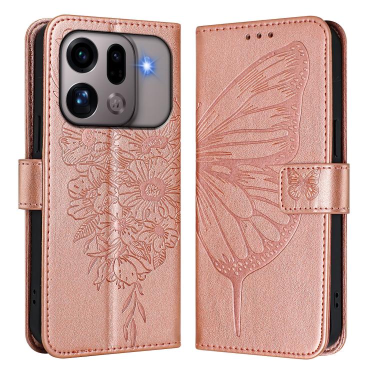 For OPPO Find X9s Pro 5G Embossed Butterfly Leather Phone Case
