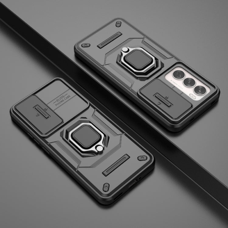 For OPPO Reno12 Global Sliding Camshield TPU + PC Shockproof Phone Case with Holder