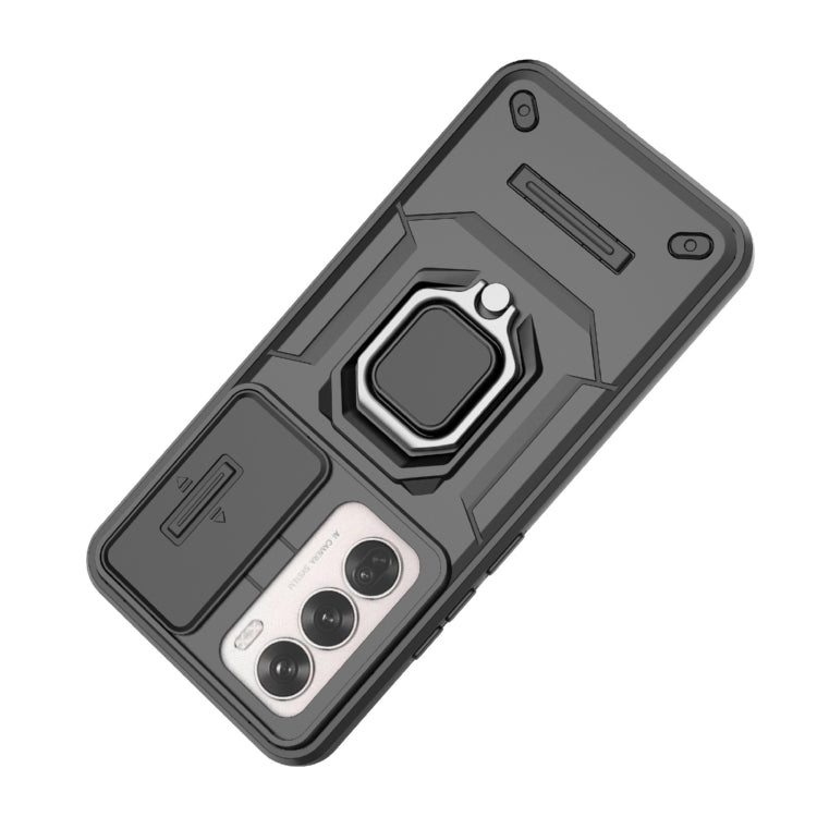 For OPPO Reno12 Global Sliding Camshield TPU + PC Shockproof Phone Case with Holder