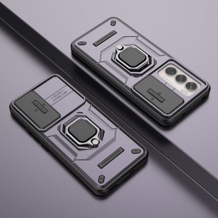 For OPPO Reno12 Global Sliding Camshield TPU + PC Shockproof Phone Case with Holder
