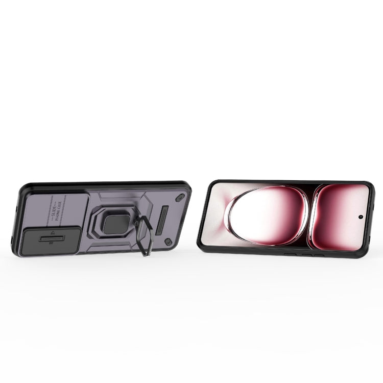 For OPPO Reno12 Pro Global Sliding Camshield TPU + PC Shockproof Phone Case with Holder