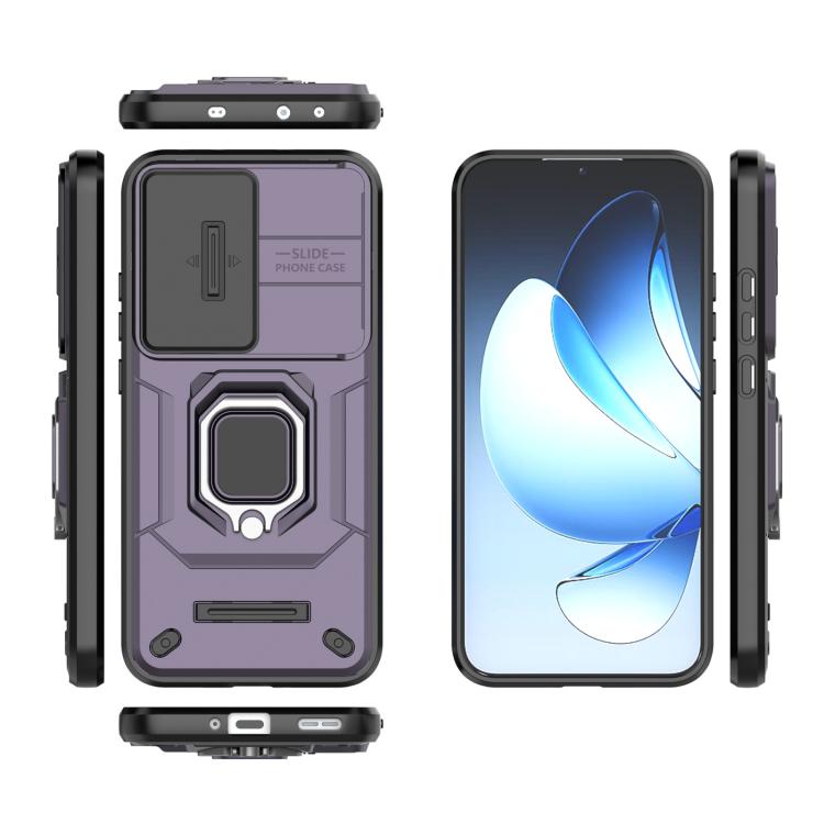 For OPPO Reno13 5G Global Sliding Camshield TPU + PC Shockproof Phone Case with Holder