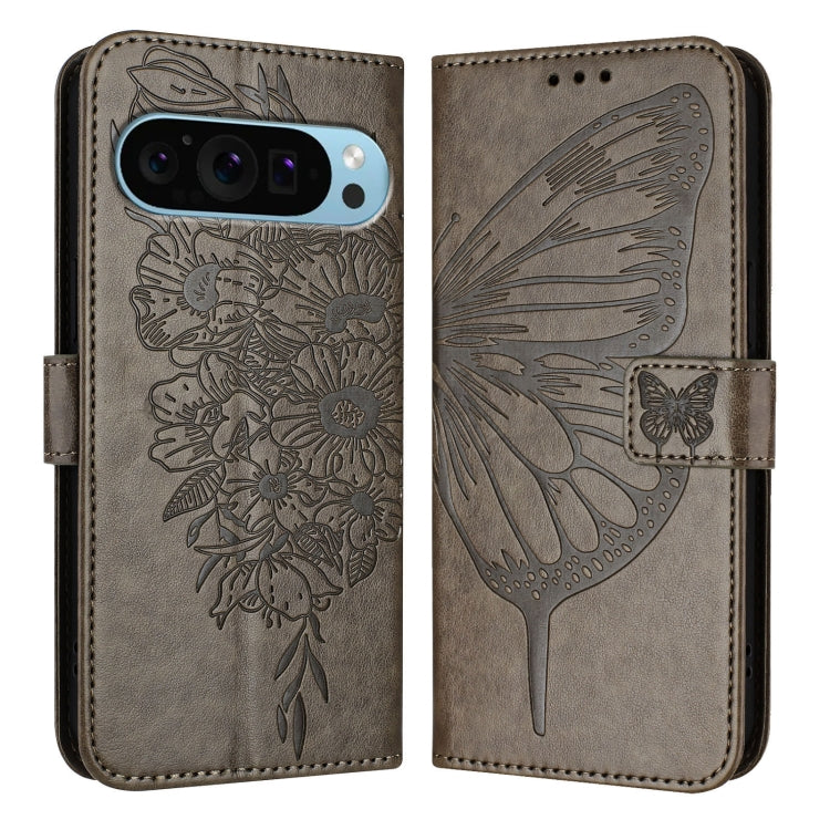 For Google Pixel 9 Pro XL Embossed Butterfly Leather Phone Case