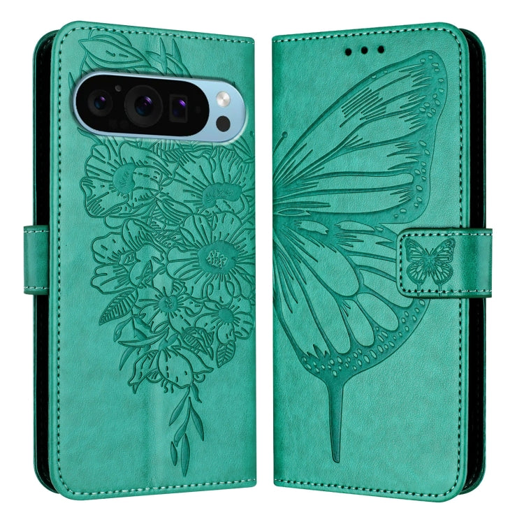 For Google Pixel 9 Pro XL Embossed Butterfly Leather Phone Case