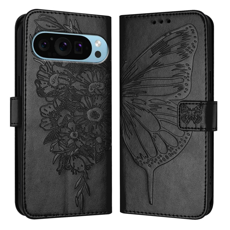 For Google Pixel 9 Pro XL Embossed Butterfly Leather Phone Case