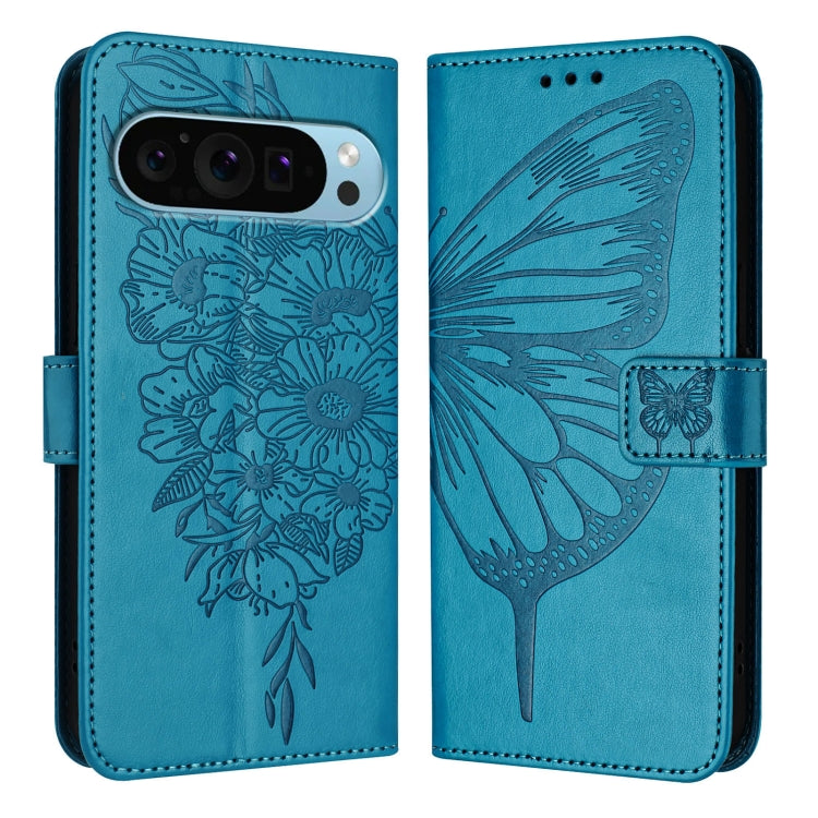 For Google Pixel 9 Pro XL Embossed Butterfly Leather Phone Case