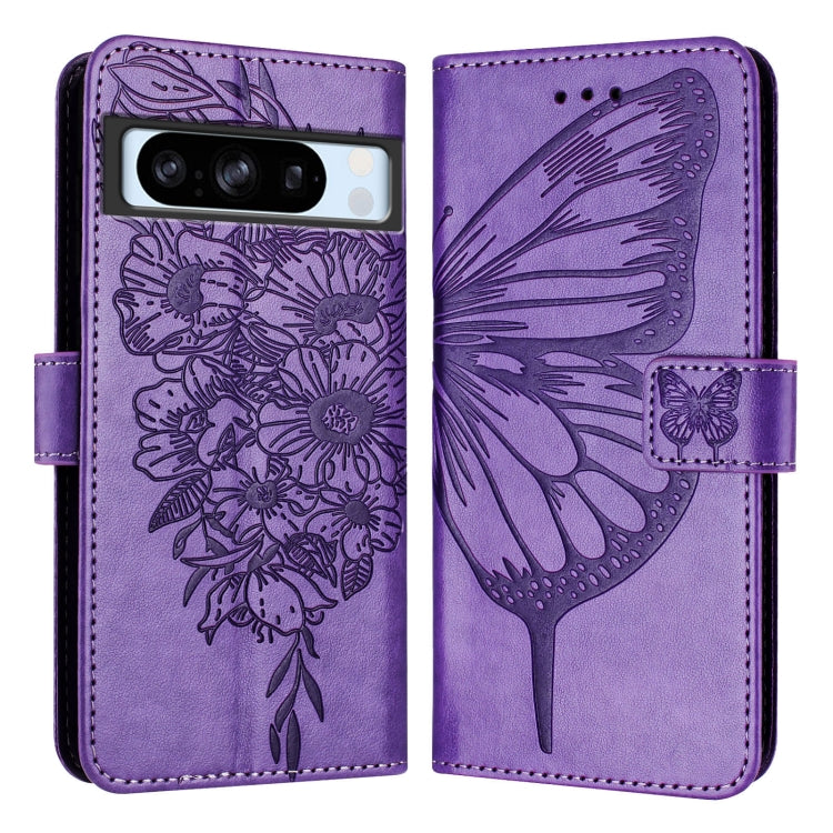 For Google Pixel 8 Pro Embossed Butterfly Leather Phone Case