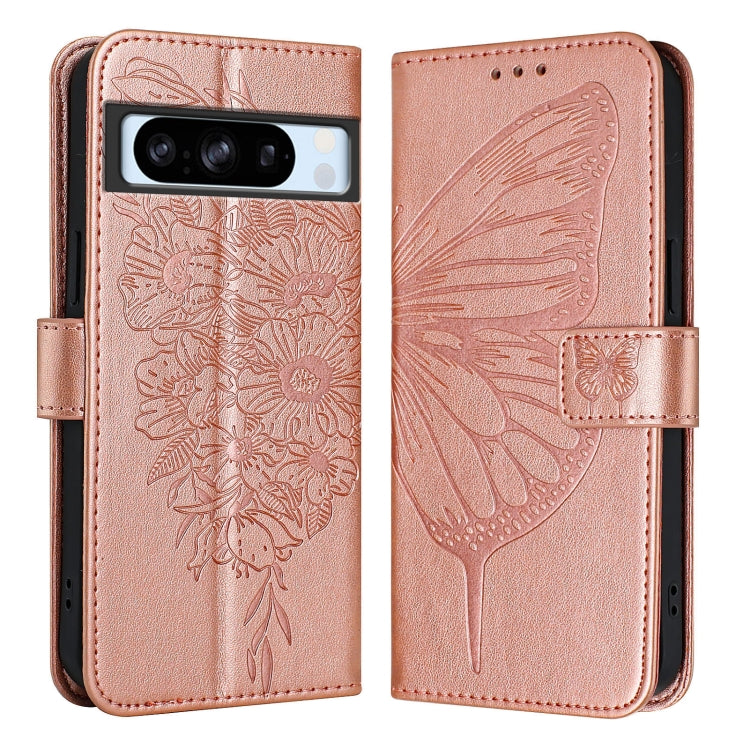 For Google Pixel 8 Pro Embossed Butterfly Leather Phone Case