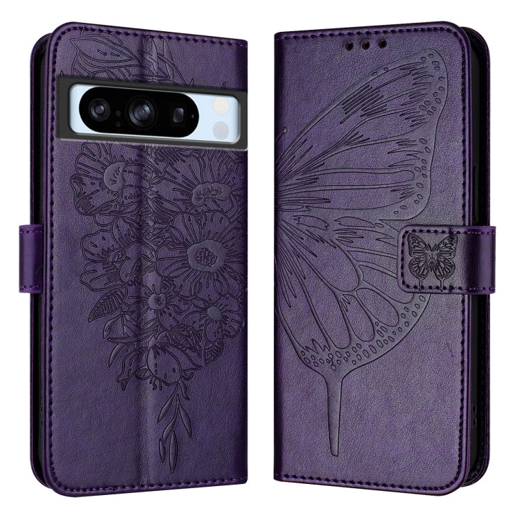 For Google Pixel 8 Pro Embossed Butterfly Leather Phone Case