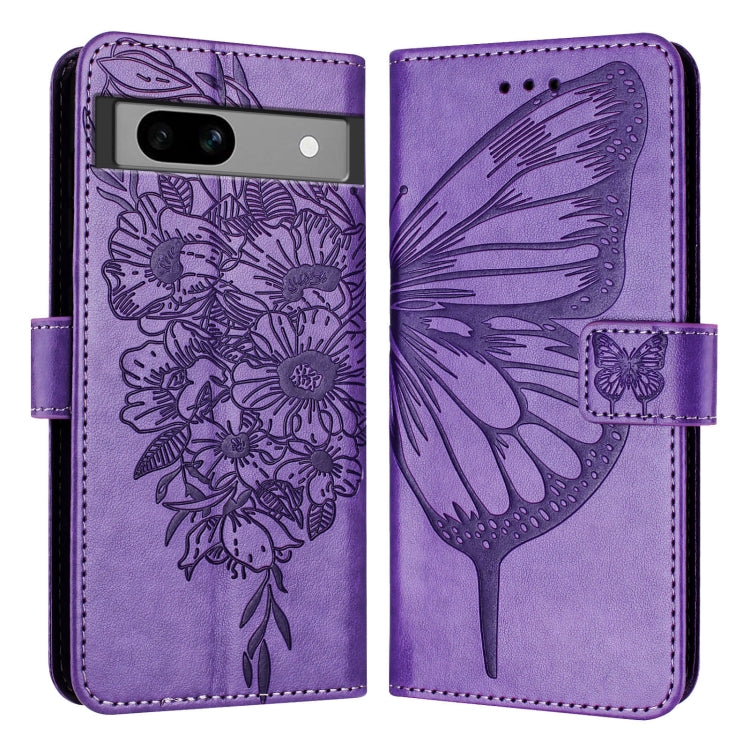For Google Pixel 7a Embossed Butterfly Leather Phone Case