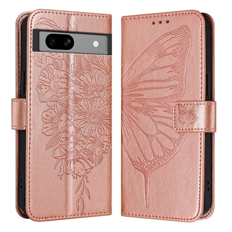 For Google Pixel 7a Embossed Butterfly Leather Phone Case