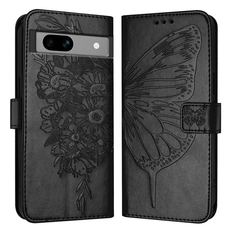 For Google Pixel 7a Embossed Butterfly Leather Phone Case