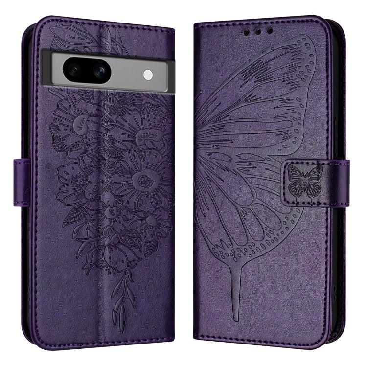 For Google Pixel 7a Embossed Butterfly Leather Phone Case
