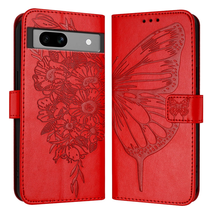 For Google Pixel 7a Embossed Butterfly Leather Phone Case