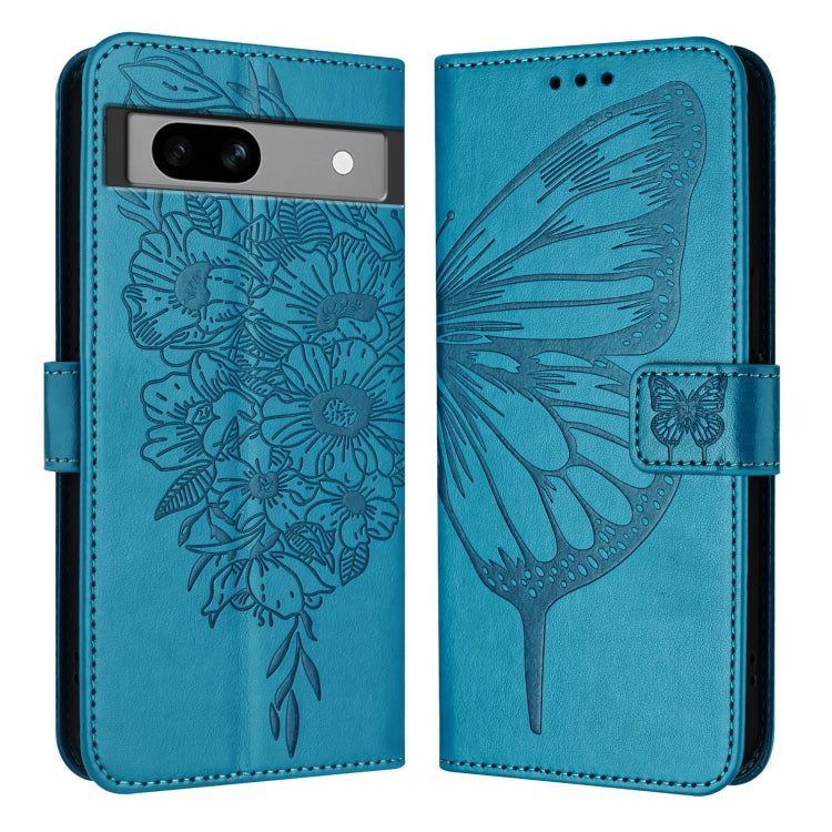 For Google Pixel 7a Embossed Butterfly Leather Phone Case