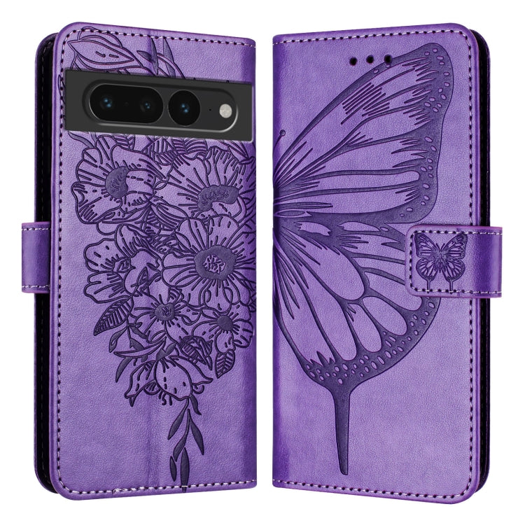 For Google Pixel 7 Pro Embossed Butterfly Leather Phone Case