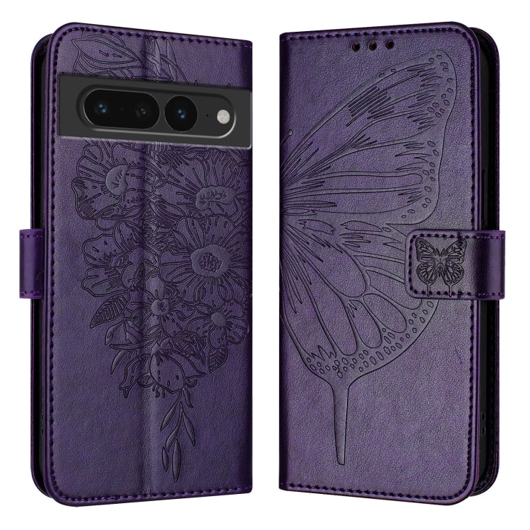 For Google Pixel 7 Pro Embossed Butterfly Leather Phone Case