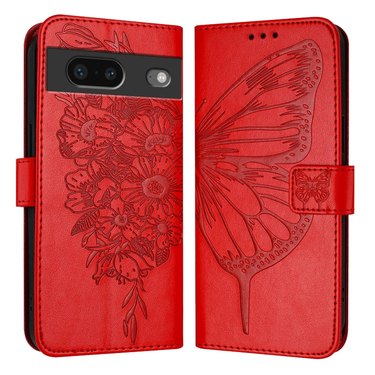 For Google Pixel 7 Embossed Butterfly Leather Phone Case