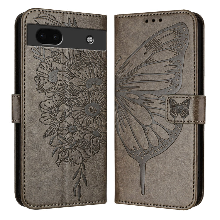 For Google Pixel 6a Embossed Butterfly Leather Phone Case