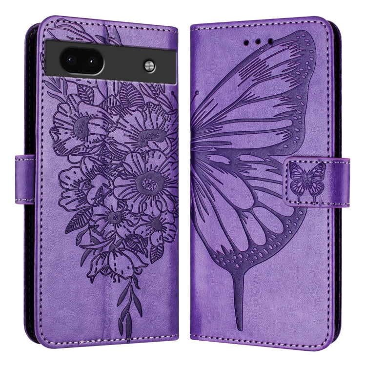 For Google Pixel 6a Embossed Butterfly Leather Phone Case