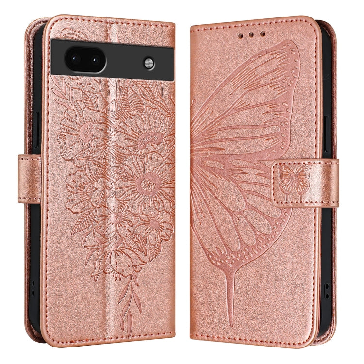 For Google Pixel 6a Embossed Butterfly Leather Phone Case