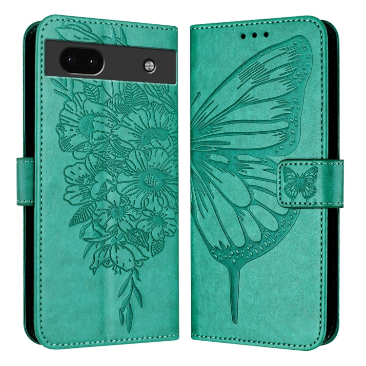 For Google Pixel 6a Embossed Butterfly Leather Phone Case