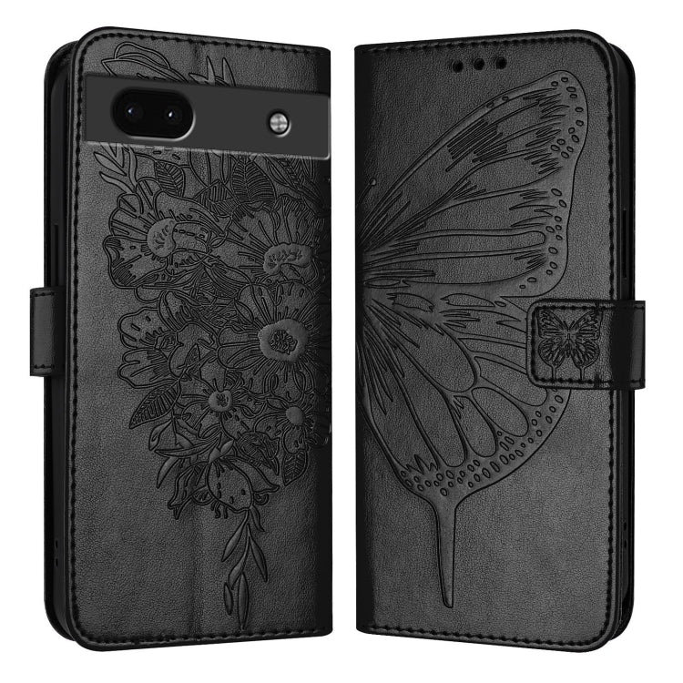 For Google Pixel 6a Embossed Butterfly Leather Phone Case