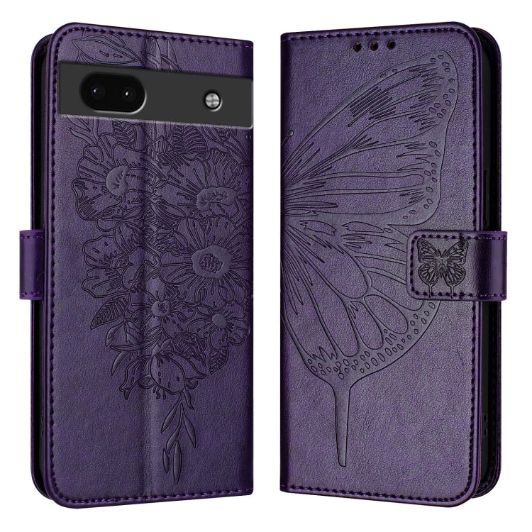 For Google Pixel 6a Embossed Butterfly Leather Phone Case