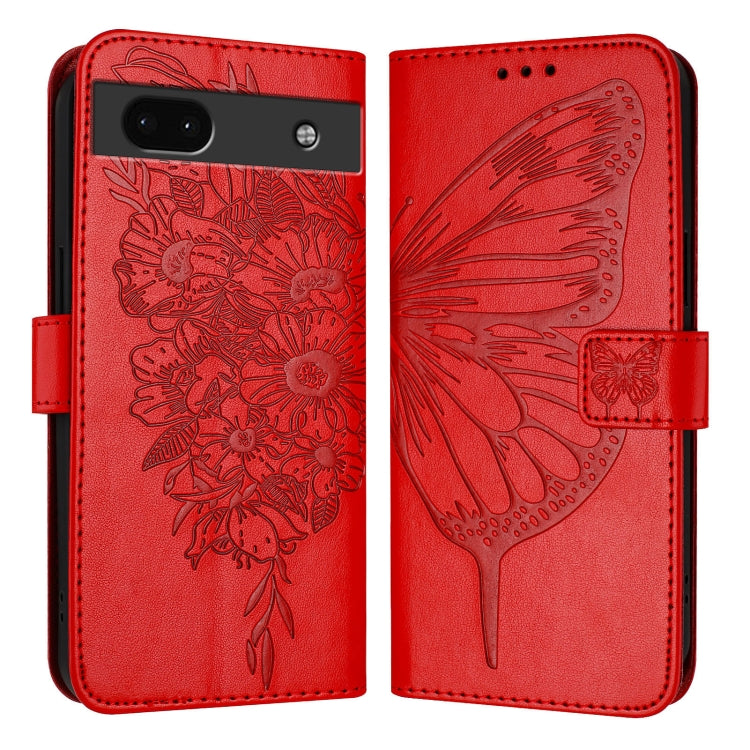 For Google Pixel 6a Embossed Butterfly Leather Phone Case