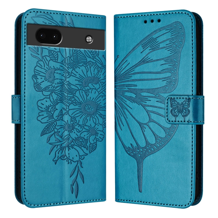 For Google Pixel 6a Embossed Butterfly Leather Phone Case