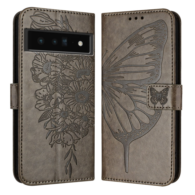For Google Pixel 6 Pro Embossed Butterfly Leather Phone Case