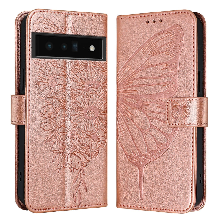 For Google Pixel 6 Pro Embossed Butterfly Leather Phone Case