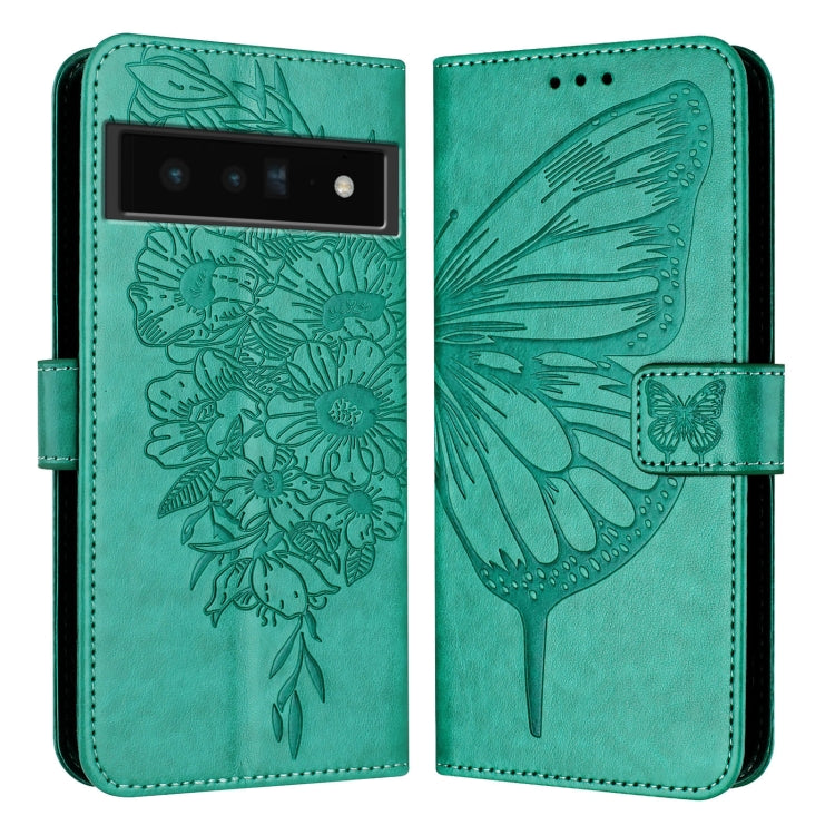 For Google Pixel 6 Pro Embossed Butterfly Leather Phone Case