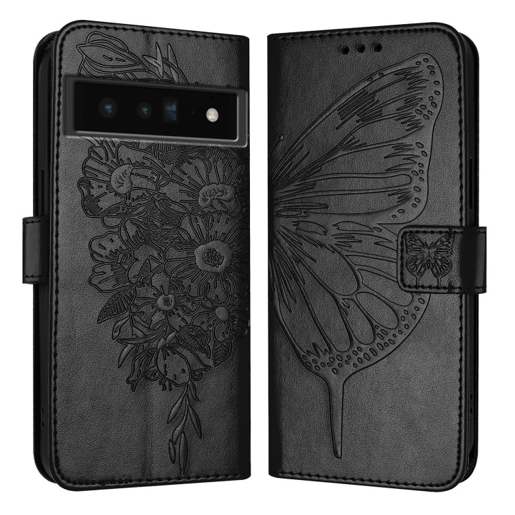 For Google Pixel 6 Pro Embossed Butterfly Leather Phone Case