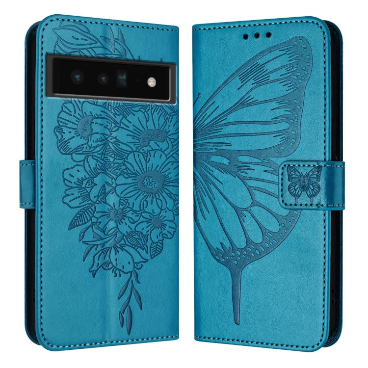 For Google Pixel 6 Pro Embossed Butterfly Leather Phone Case