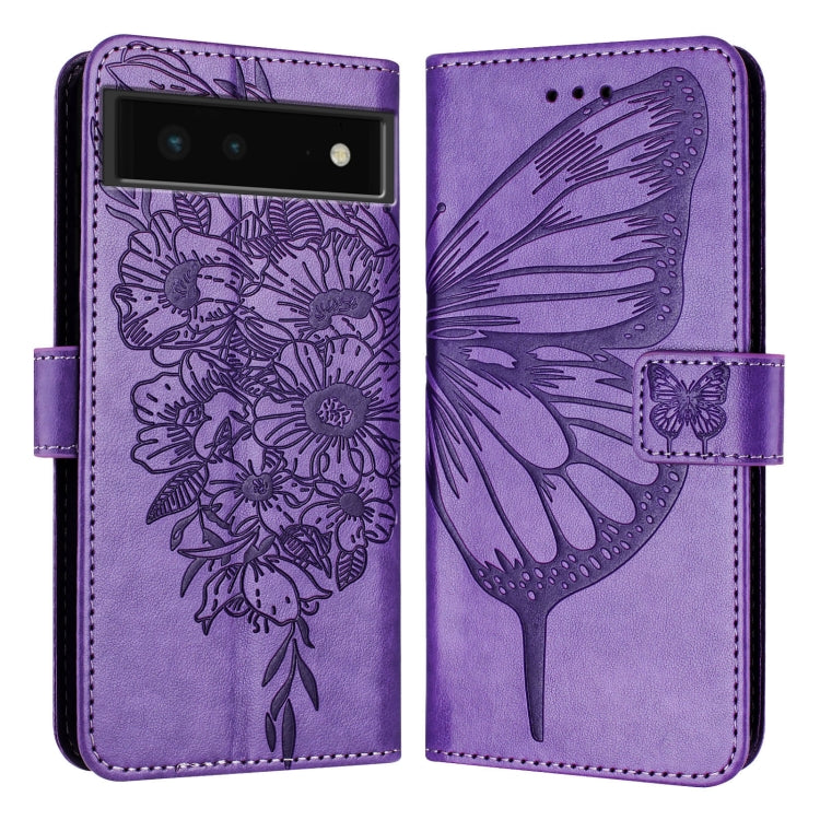 For Google Pixel 6 Embossed Butterfly Leather Phone Case