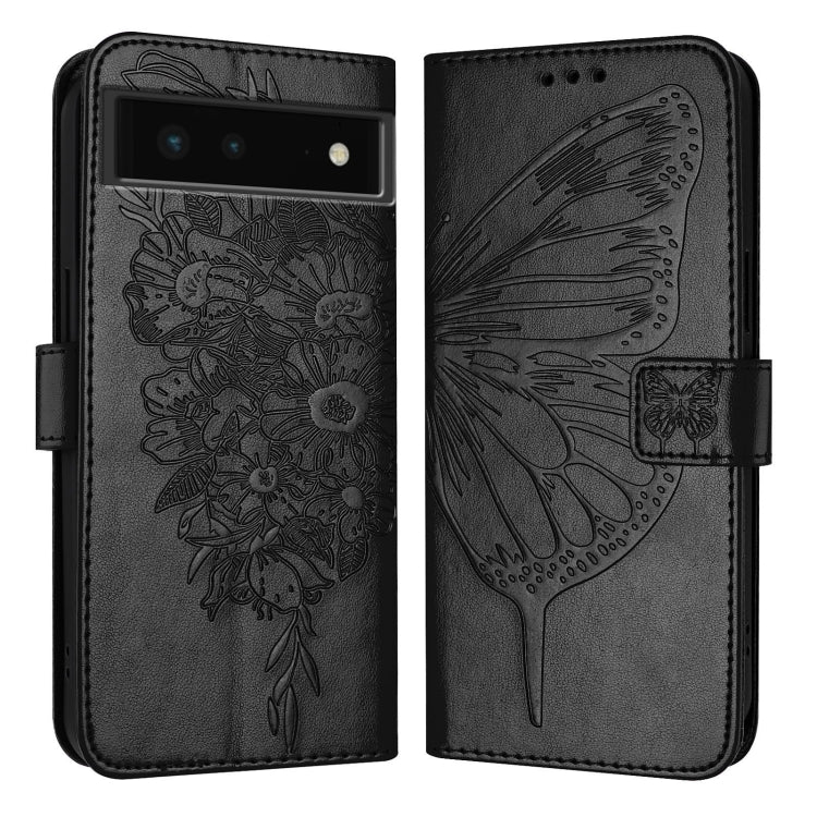 For Google Pixel 6 Embossed Butterfly Leather Phone Case