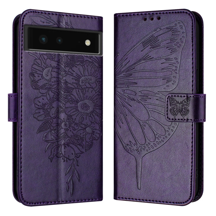 For Google Pixel 6 Embossed Butterfly Leather Phone Case